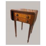 CHERRY 19TH CENT. 2 DRAWER DROP LEAF WORK TABLE