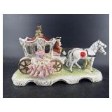 LARGE DRESDEN PORCELAIN HORSE CARRIAGE SCULPTURE