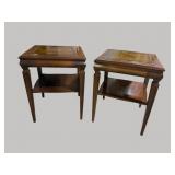 2 MAHOGANY LEATHER TOP END TABLES