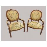 2 FENGHENG FURNITURE LARGE CAMEO BACK ARM CHAIRS