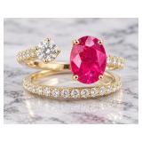 14K W/Y GOLD RUBY & DIAMOND RING