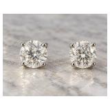 PR OF 14K WG 1.02 CT. DIAMOND STUD EARRINGS