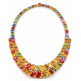 14K MULTICOLOR SAPPHIRE & DIAMOND NEKCLACE