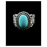 STERLING SILVER TURQUOISE FILAGREE RING