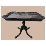PAINT DECORATED RETICULATED GLASS TOP TRAY TABLE