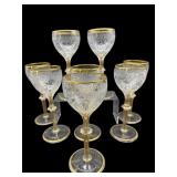 SET OF 8 ELEGANT GOLD AND ETCHED VENETIAN STYLE