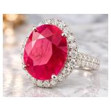 PLATINUM 10.42 CT. BURMESE RUBY & DIAMOND RING