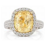 PLAT/18K NATURAL YELLOW SAPPHIRE & DIAMOND RING