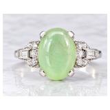 14K WG CATS EYE QUARTZ & DIAMOND RING