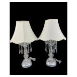 2 LARGE CUT CRYSTAL PRISM TABLE LAMPS