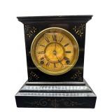 ANTIQUE ANSONIA MARBLE MANTLE CLOCK. HAS PENDULUM