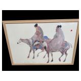 CAROL GRIGG PRINT OF INDIANS IN FRAME