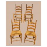 4 OAK LADDER BACK SPEAR TOP CHAIRS
