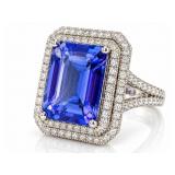 PLATINUM 6.65 CT. TANZANITE & DIAMOND RING