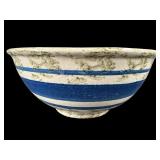 ANTIQUE YELLOW WARE SPONGEWARE BANDED MIXING BOWL