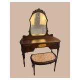 BERKEY & GAY WALNUT VANITY AND STOOL