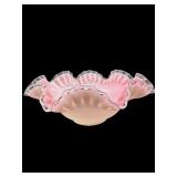 LARGE FENTON PEACH CREST RUFFLED BOWL