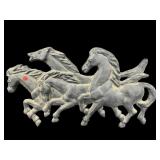 CAST IRON RUNNING HORSES WALL PLAQUE