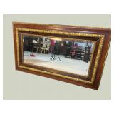 LARGE MAHOGANY GOLD BEVELED MIRROR