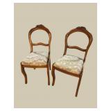 2 WALNUT VICTORIAN BALLOON BACK CHAIRS