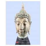 LARGE SOUTHEAST ASIAN BRONZE BUDDHA HEAD