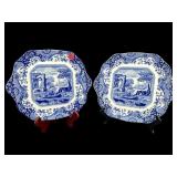 2 SPODE ITALIAN BLUE AND WHITE PORCELAIN CAKE