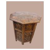 ALL PIERCE CARVED TEAK OCTAGON SHAPED TABLE