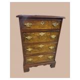 MAHOGANY 4 DRAWER BURLED FRONT CHEST