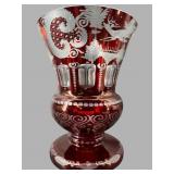 LARGE ANTIQUE EGERMANN RUBY BOHEMIAN CUT TO CLEAR