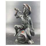 LARGE BRONZE TOM SAWYER BLOWING HORN SCULPTURE