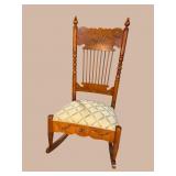 CHERRY HIGH BACK CARVED ROCKER