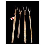 LOT OF 4 HAND FORGED IRON FORKS