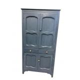 ANTIQUE PAINTED PUNCH TIN FLAT WALL CUPBOARD