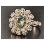 PLAT/18K ALEXANDRITE & DIAMOND RING;
