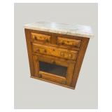 OAK MARBLE TOP TABLETOP CUPBOARD
