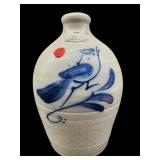 ROWE POTTERY BLUE MARK BIRD STONEWARE JUG