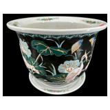 LARGE ORIENTAL FISH BOWL PLANTER WITH UNDERPLATE