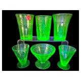 6 PC LOT MISC URANIUM DEPRESSION GLASS