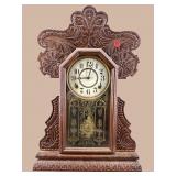 ANTIQUE INGRAHAM OAK KITCHEN CLOCK