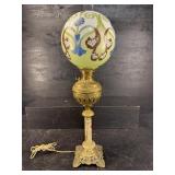 ORNATE BRASS AND ONYX VICTORIAN BANQUET LAMP