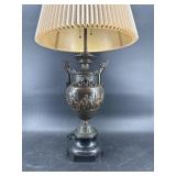 LARGE HEAVY BRONZE GRECIAN FIGURAL TABLE LAMP
