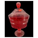 VIKING GLASS MT. VERNON RUBY COVERED CANDY DISH