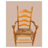 NEW ENGLAND MAPLE LADDER BACK ARM CHAIR