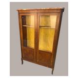 FRENCH WALNUT INLAID MARBLE TOP BOOKCASE