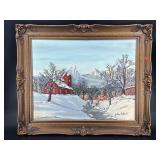 JULIA GEBERT 20TH CENT. OIL ON CANVAS SNOW SCENE