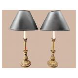 2 ORNATE CANDLESTICK BUFFET LAMPS