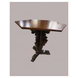 HEAVY CARVED WALNUT HECTOGON SHAPED CENTER TABLE