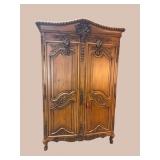 FRENCH CARVED LINEN ARMOIRE