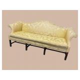 CHIPPENDALE MAHOGANY FRAMED HUMPBACK SOFA