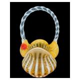 FENTON HONEY AMBER OPALESCENT STRIPED RUFFLED